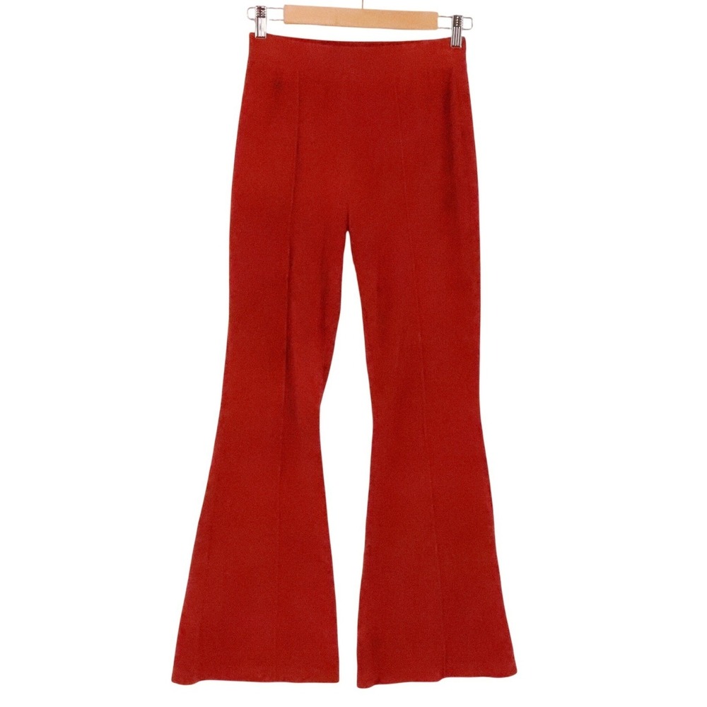 Aerie Ribbed Flare Leggings Pants Womens Size XS Red Boho Bell Bottoms Comfy